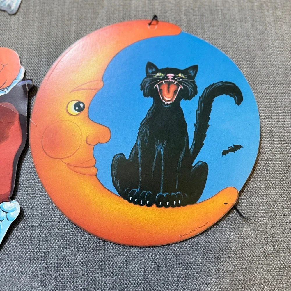 Vintage Halloween Paper Cutouts Bundle Witches Skeletons‎ Black Cat 9pc